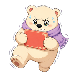 赤い端末を持つ公式ホッキョクグママスコット